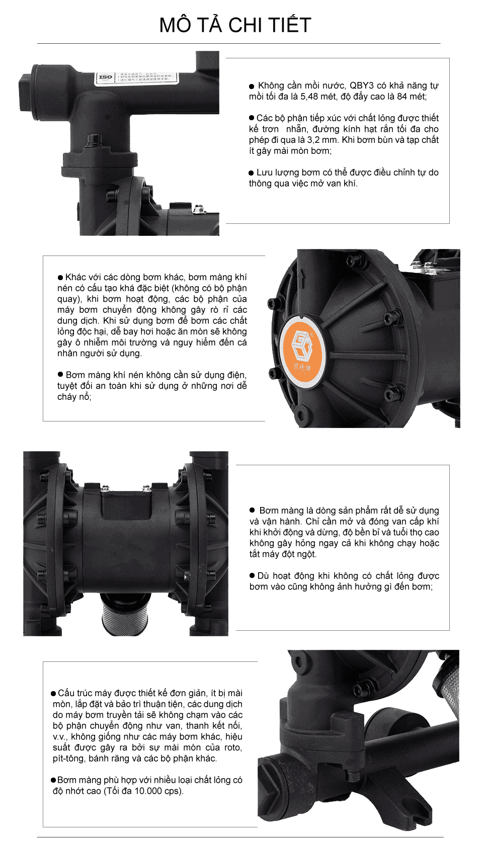 Bơm Màng Khí Nén GODO QBY3-32 NHÔM