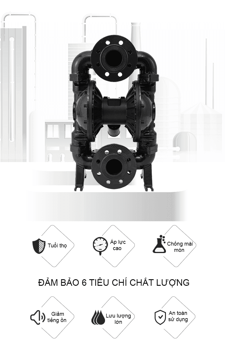 Bơm Màng Khí Nén GODO QBY3-80 Gang