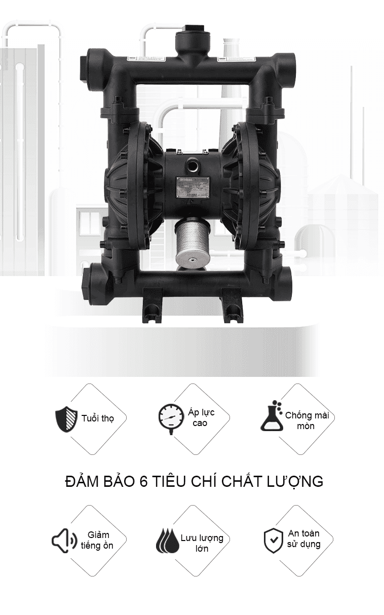 Bơm Màng Khí Nén GODO QBY3-50-65 Hợp kim nhôm