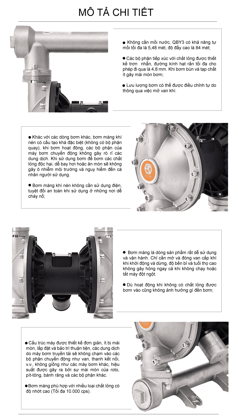 Bơm Màng Khí Nén GODO QBY3-65 INOX