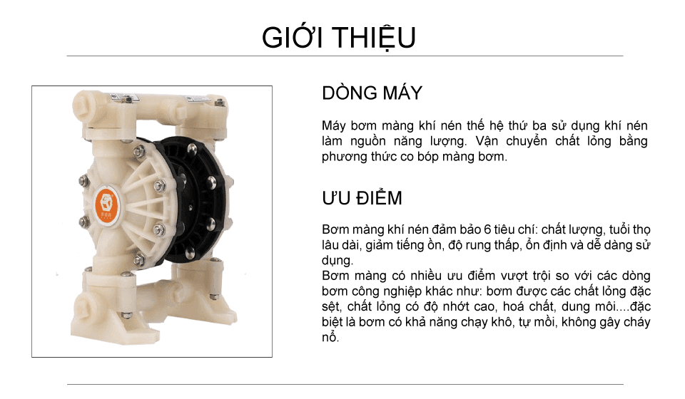 Bơm Màng Khí Nén GODO QBY3-20 NHỰA TEFLON