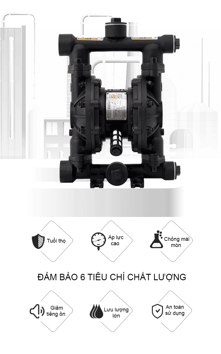 Bơm Màng Khí Nén GODO QBY3-20 NHÔM