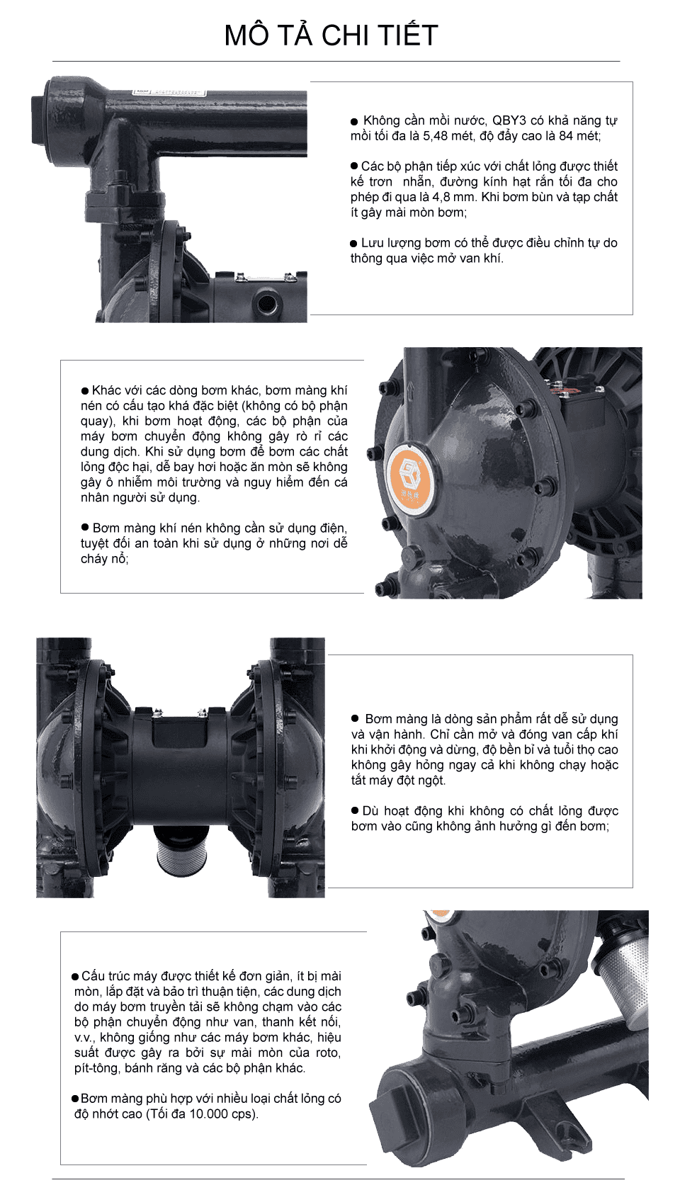 Bơm Màng Khí Nén GODO QBY3-65 GANG