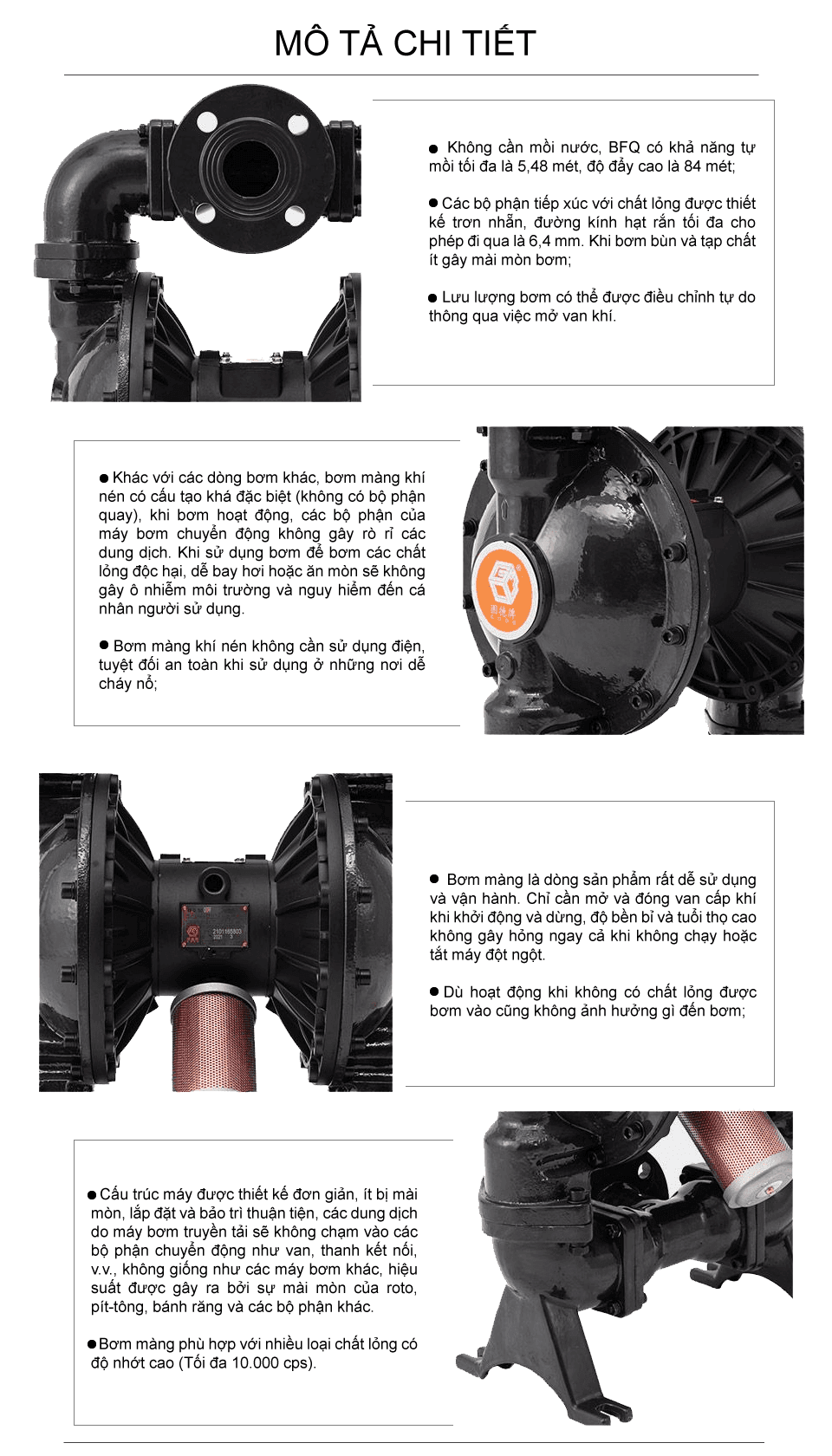 Bơm Màng Khí Nén GODO BFQ-50 Gang