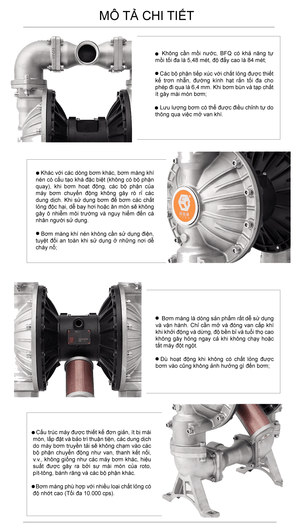 Bơm Màng Khí Nén GODO BFQ-50 INOX