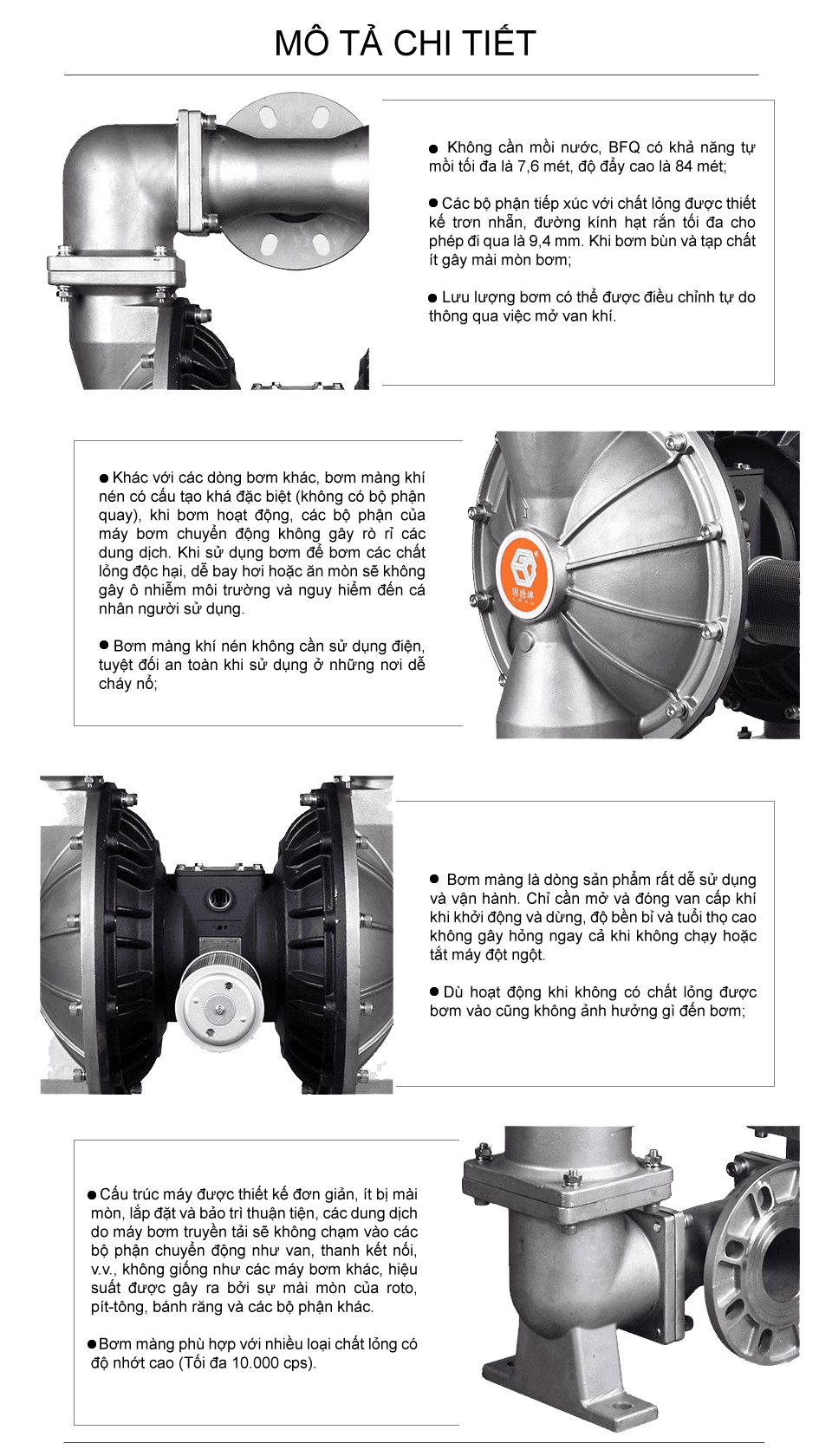 Bơm Màng Khí Nén GODO BFQ-80 INOX