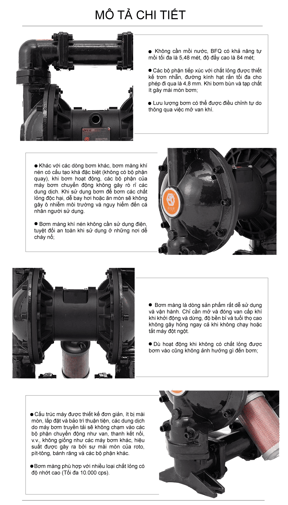 Bơm Màng Khí Nén GODO BFQ-40 Gang