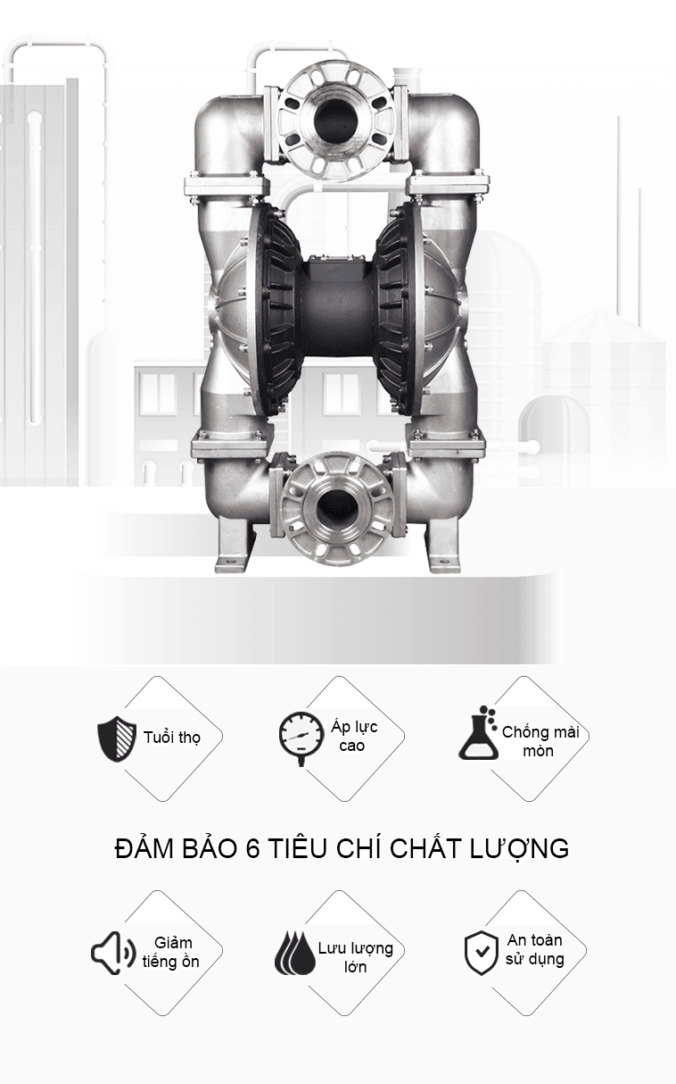 Bơm Màng Khí Nén GODO BFQ-80 INOX