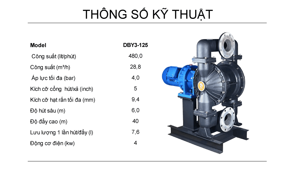 Bơm Màng Điện GODO DBY3-125 Hợp Kim Nhôm