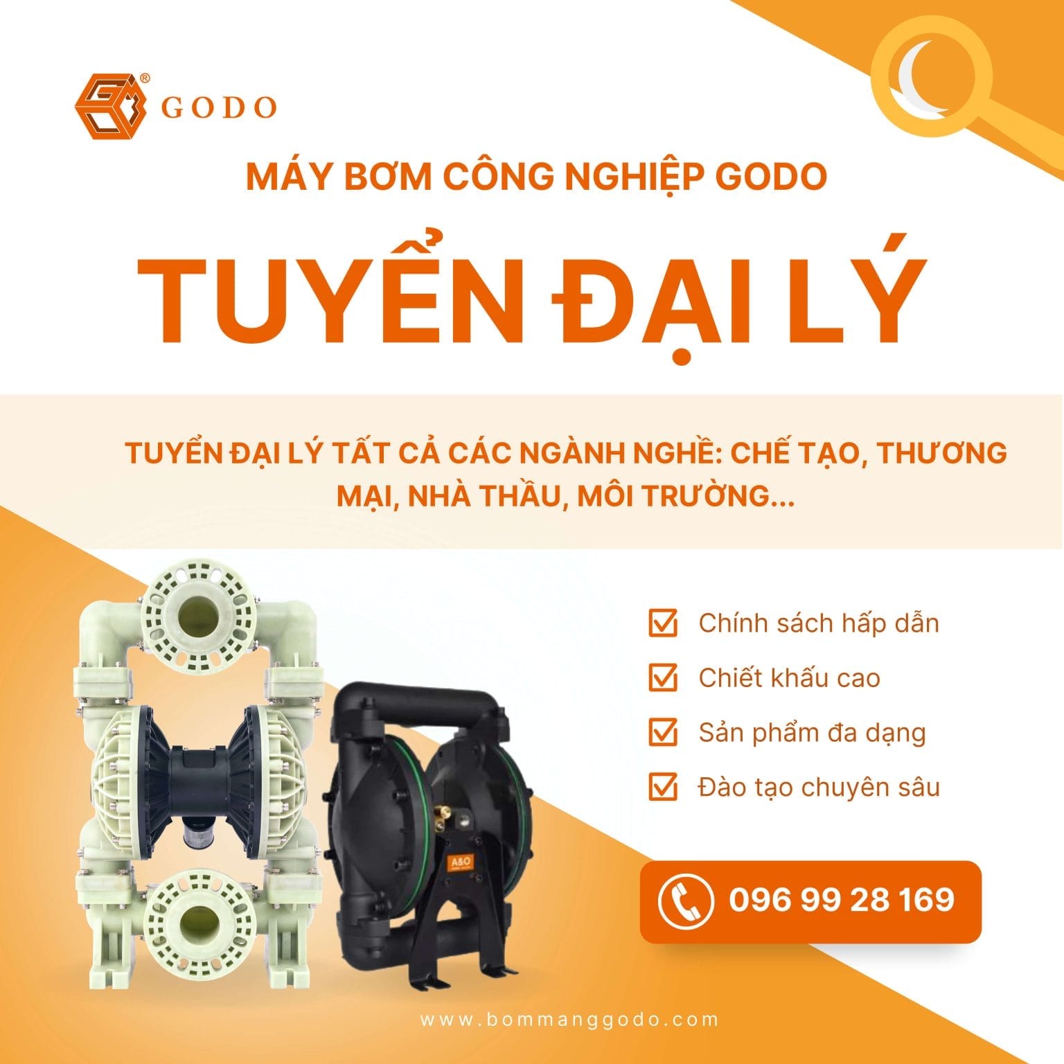 Tuyển đại lý máy bơm màng GODO
