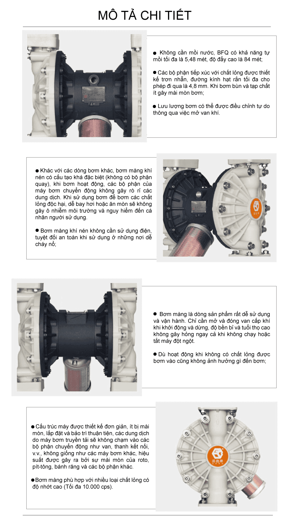 Ưu điểm bơm màng BFQ-40 PVDF